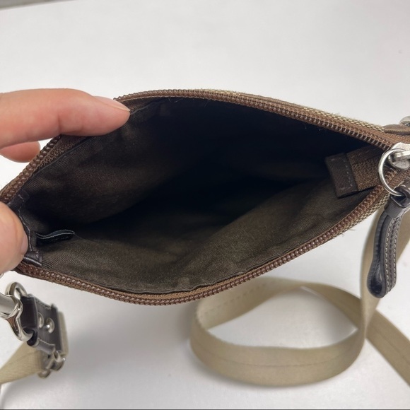 Coach Brown Signature Jacquard Stripe Crossbody Bag Purse Adjustable Strap - Picture 6 of 10